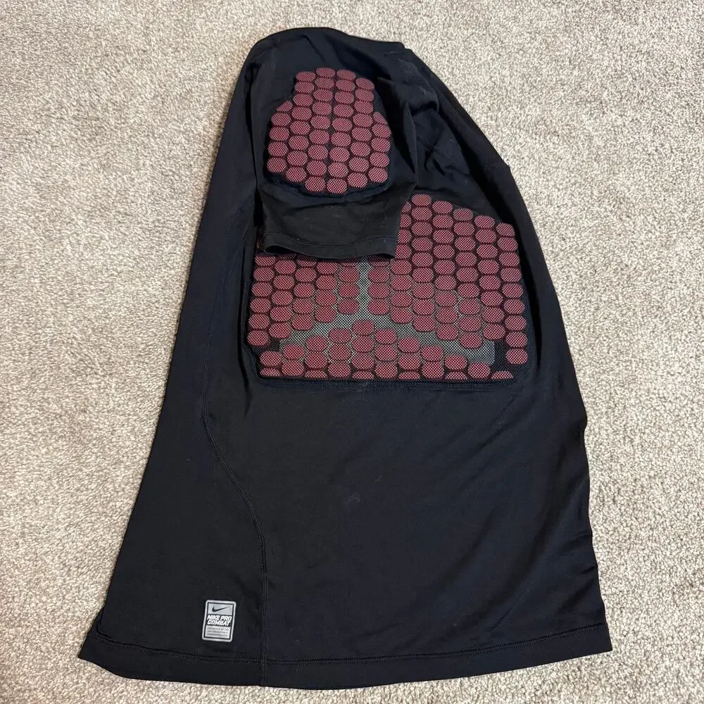 Nike Pro Combat Padded Football Compression Shirt Black Red Youth Size XL